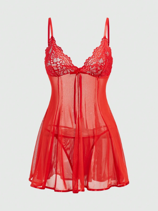 ROMWE Kawaii Lace & Mesh Sexy Lingerie Set