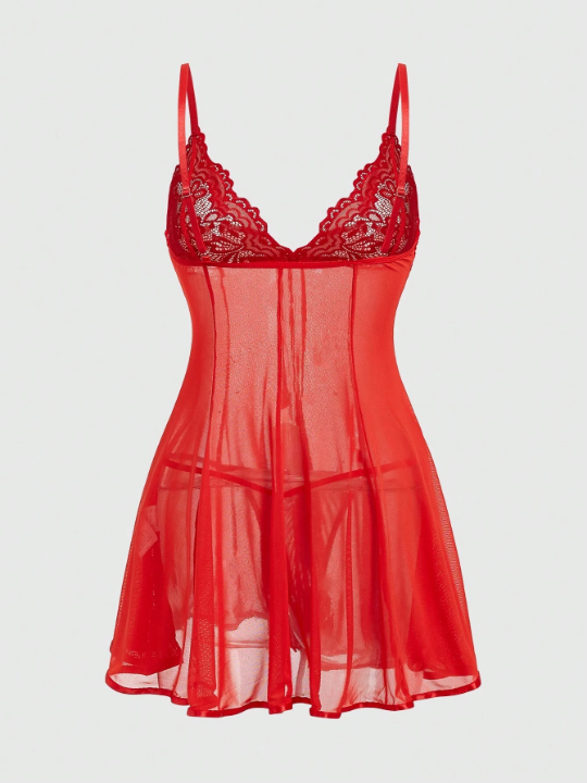 ROMWE Kawaii Lace & Mesh Sexy Lingerie Set