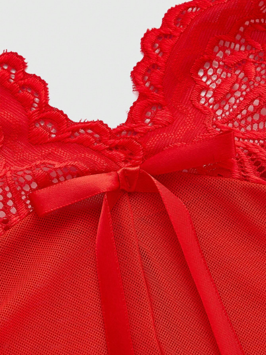 ROMWE Kawaii Lace & Mesh Sexy Lingerie Set