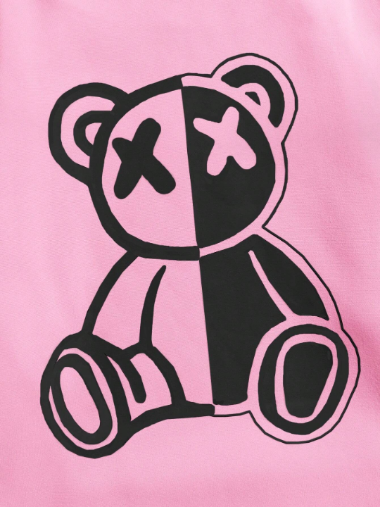 Manfinity Hypemode Men's Knitted Cartoon Bear Print Sweatshirt