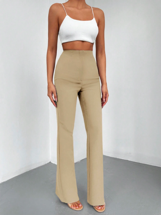 Solid Color Casual Flared Trousers