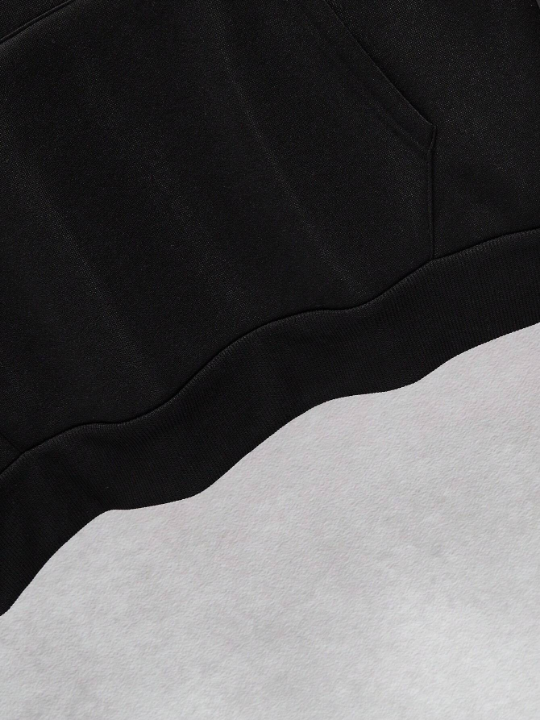 Men's Bear & Letter Pattern Drawstring Hooded Long Sleeve Sweatshirt