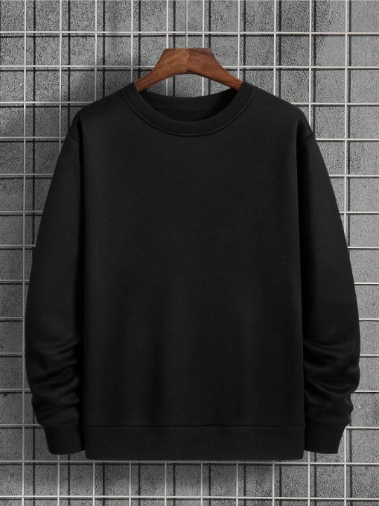 Men's Solid Color Round Neck Long Sleeve Sweatshirt