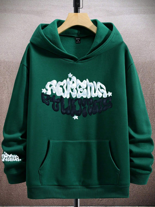 Manfinity EMRG Loose Fit Men's Hooded Casual Sweatshirt With Letter Print