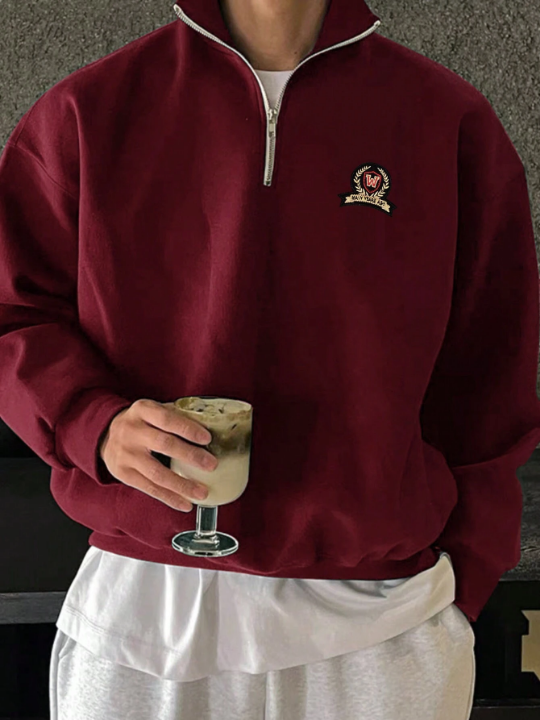 Manfinity Hypemode Men's Badge Patch Stand Collar Sweatshirt