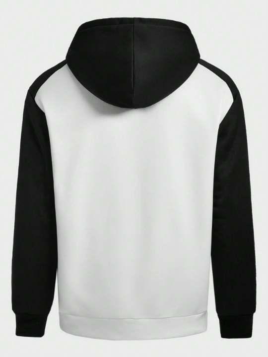 Manfinity Homme Men's Colorblock Drawstring Hooded Fleece Sweatshirt