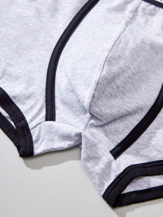 Men 3pcs Letter Graphic Contrast Binding Boxer Brief