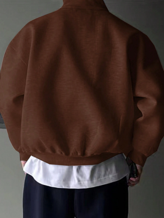 Manfinity Hypemode Men's Half-Zip Sweatshirt With Letter Print