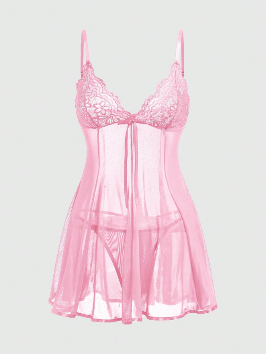 ROMWE Kawaii Women's Sexy Lace Mesh Lingerie Set