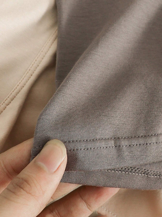 Men's 3pcs/Bag Pure Melange Color Breathable Boxer Briefs For Autumn And Winter