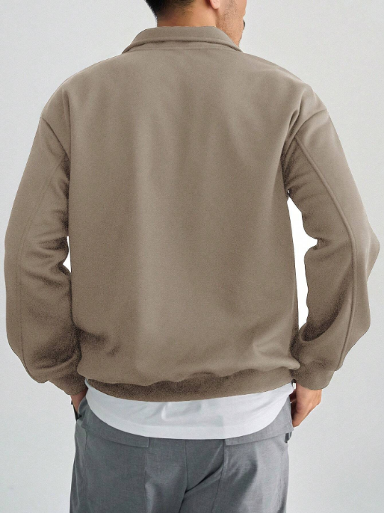 DAZY Men's Solid Color Half-Zipper Pullover Sweatshirt