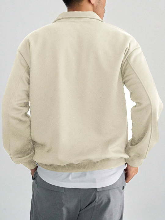 DAZY Men's Solid Color Half Zipper Pullover Sweatshirt