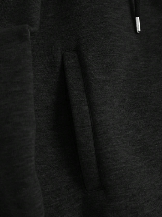 Cottnline Men Zip Up Drawstring Thermal Lined Hoodie Without Tee