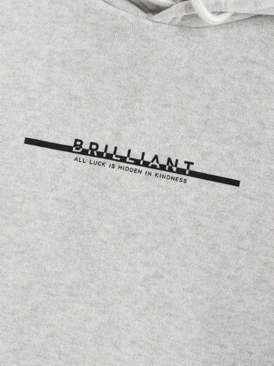 Manfinity Hypemode Men's Letter Printed Hooded Sweatshirt With Drawstring