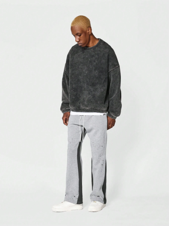SUMWON Flare Fit Jogger With Paint Print