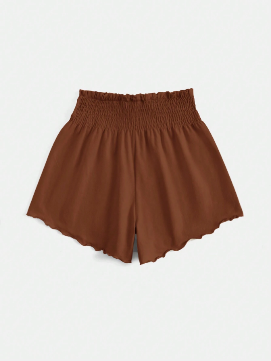 VCAY Elastic Waist Ruffle Hem Shorts