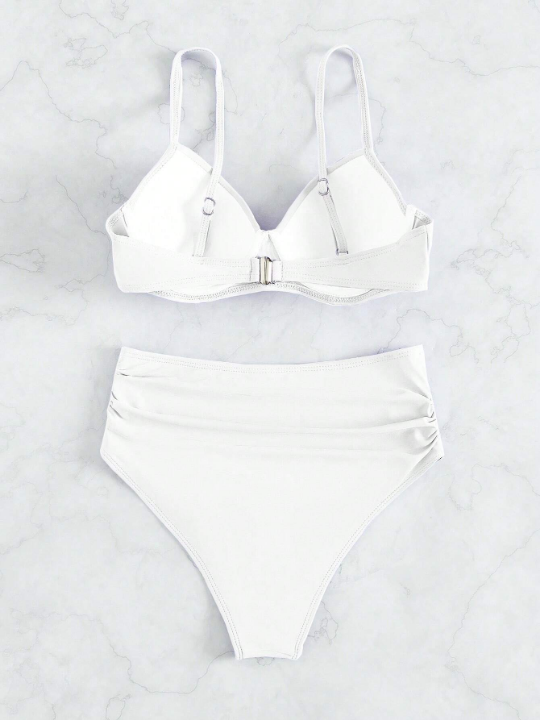 Swim Vcay Solid Color Bikini Set With Underwire And Thin Straps