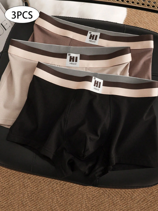 Men's 3pcs Breathable Boxer Briefs For Fall And Winter