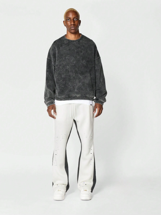 SUMWON Flare Fit Jogger With Paint Print