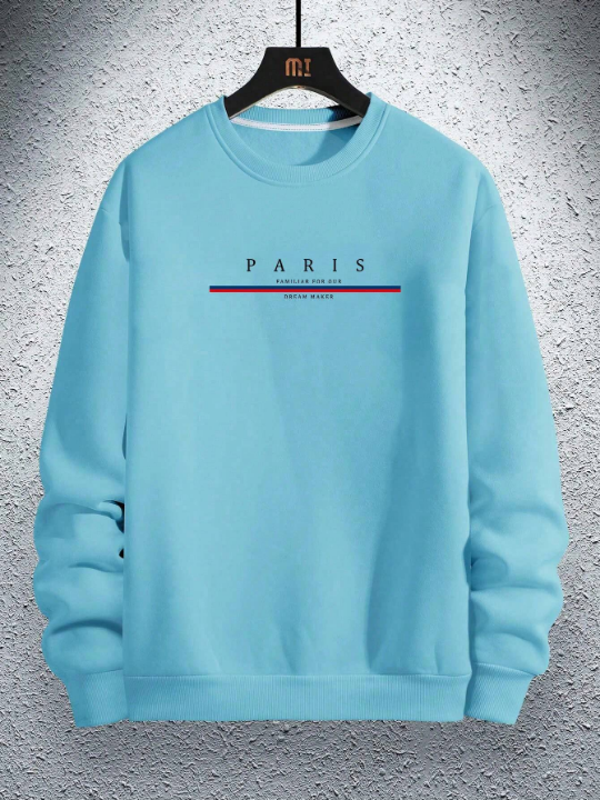 Manfinity Homme Men's Loose Fit Drop-Shoulder Sweatshirt With Letter Print