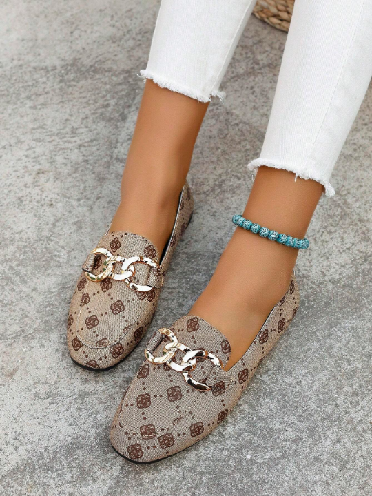 New Arrival Women's British Style Printed Slip-On Comfortable Flat Shoes For Commuting