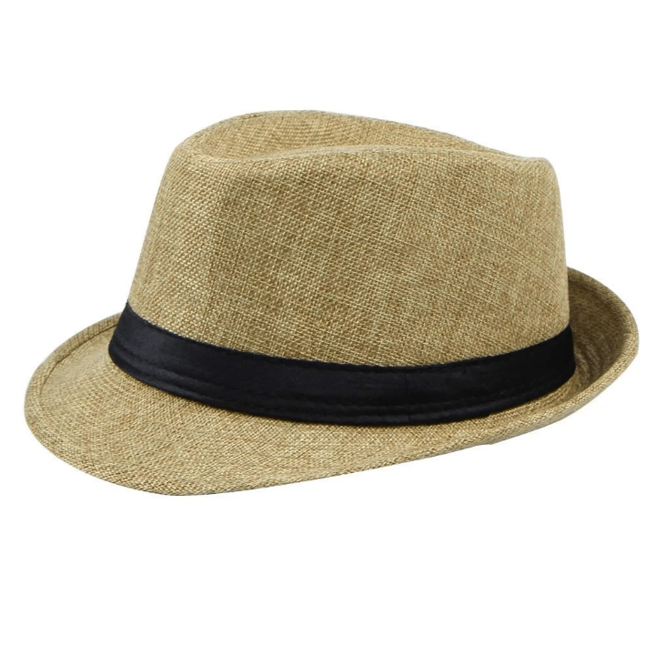 Fedora Hat Teardrop Trilby Cap Short Brim For Men Linen Fashion