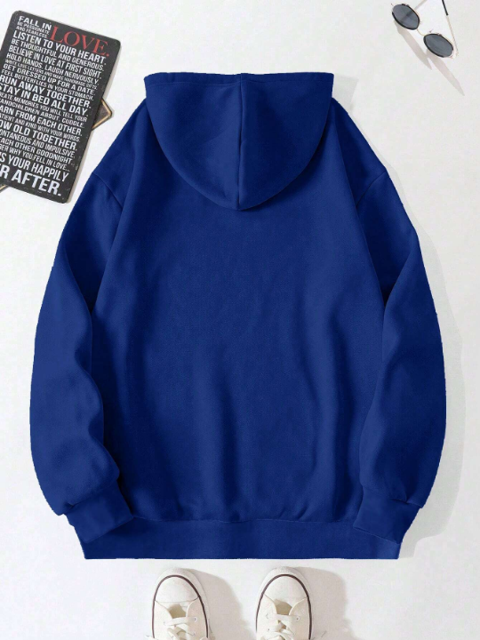 Manfinity Hypemode Men's Thickened Printed Hooded Long Sleeve Sweatshirt With Fleece Lining