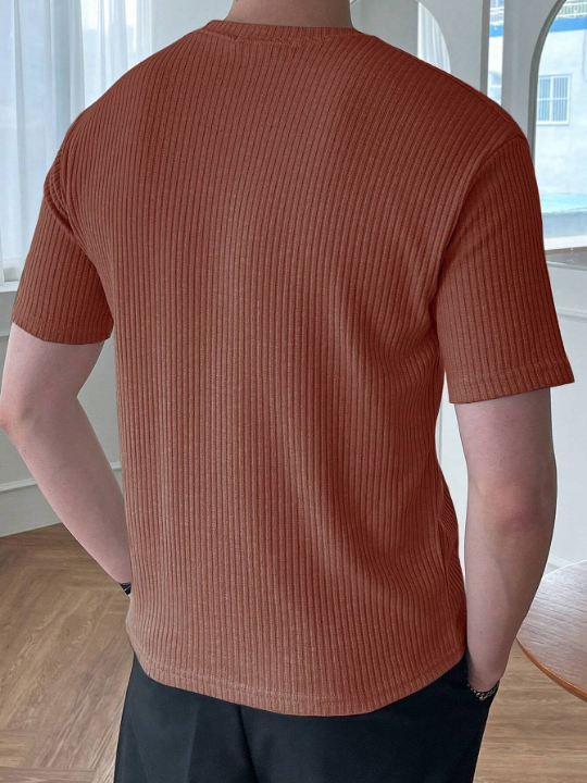 DAZY Men's Summer Solid Color Striped Short Sleeve T-Shirt