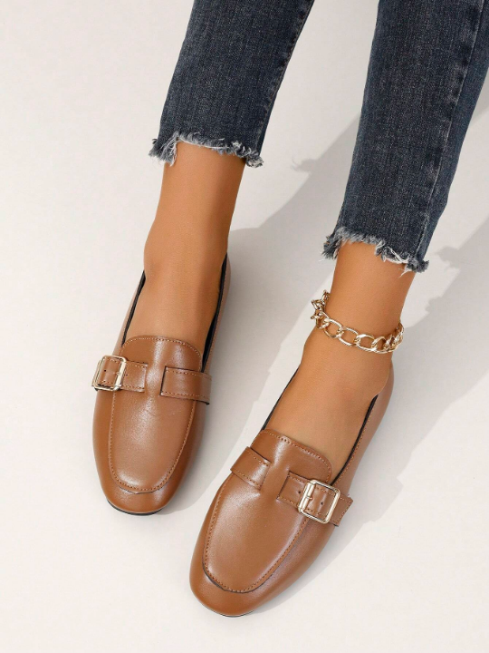 Brown British Style Graceful Slip-On Fashion Flat Shoes