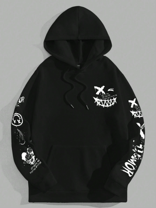 Manfinity EMRG Men's Fun Expression Printed Knit Casual Hoodie