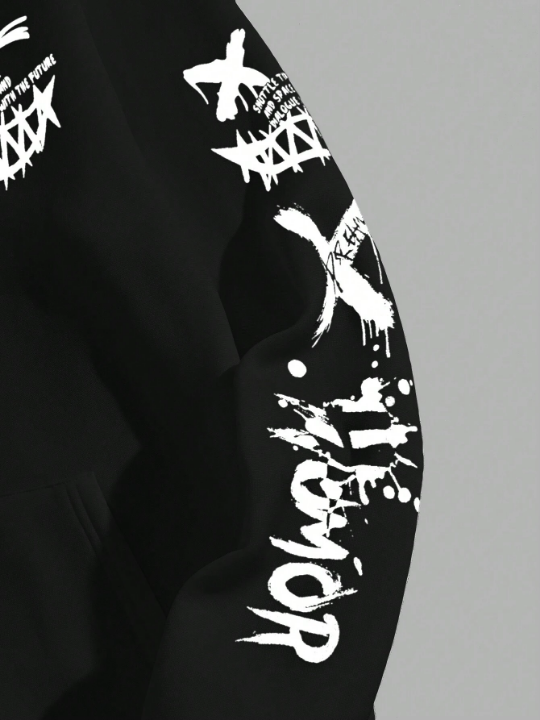 Manfinity EMRG Men's Fun Expression Printed Knit Casual Hoodie