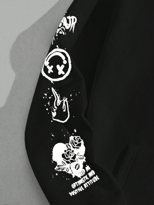 Manfinity EMRG Men's Fun Expression Printed Knit Casual Hoodie