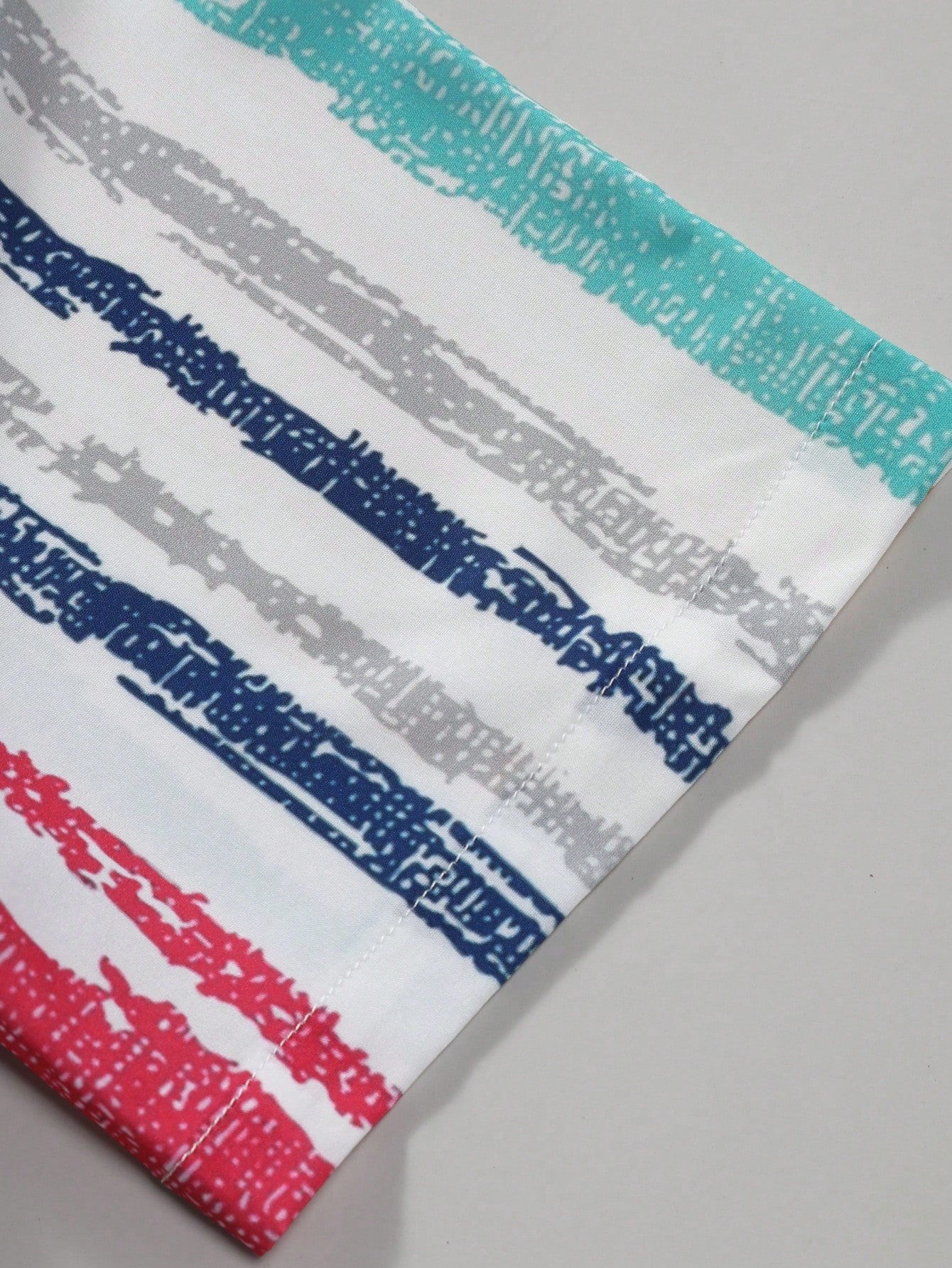 Men's Contrast Color Striped Button Front Short Sleeve Shirt