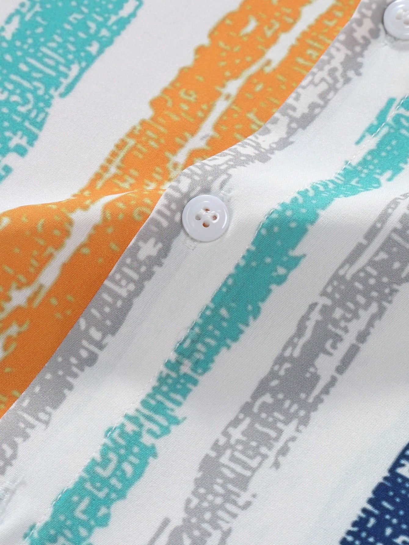 Men's Contrast Color Striped Button Front Short Sleeve Shirt