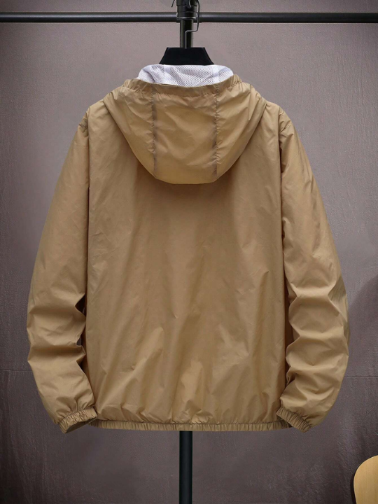 Manfinity Men's Solid Color Long Sleeve Hooded Jacket