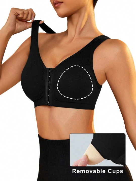 Seamless Hook-And-Eye Closure Sports Bra