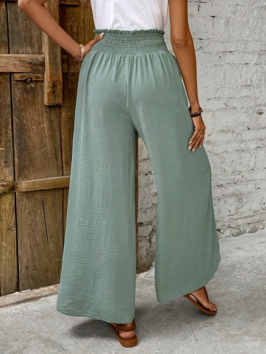 Frenchy Women's Fold Over High Waist Wide Leg Pants