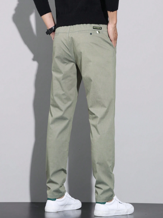 Men's Solid Color Letter Print Pocket Pants