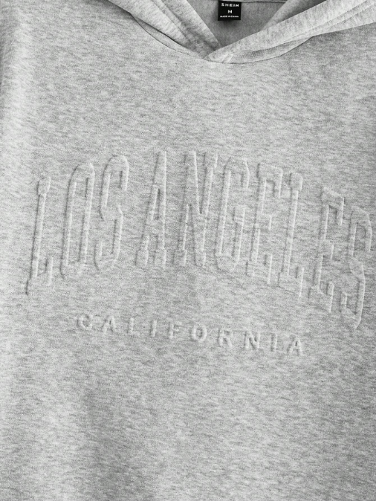 Manfinity Sporsity Men's Casual Hooded Sweatshirt With Letter Embossed Design