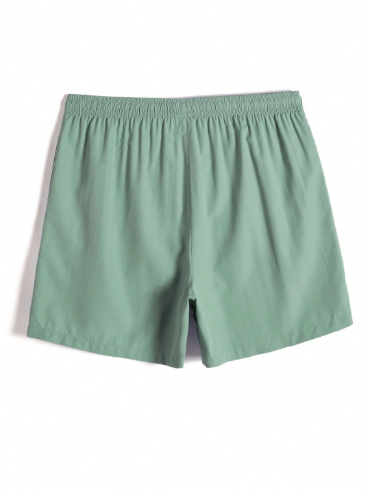 Manfinity Swimmode Men's Solid Color Drawstring Beach Shorts For Summer