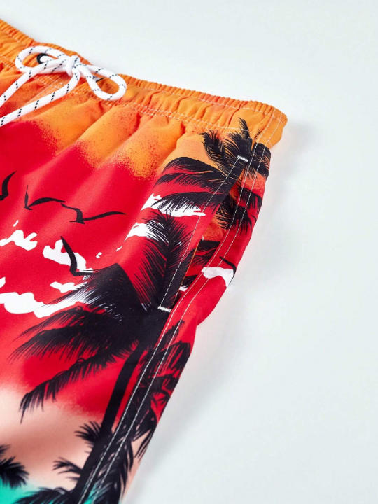 Manfinity Swimmode Men's Palm Tree Printed Beach Shorts