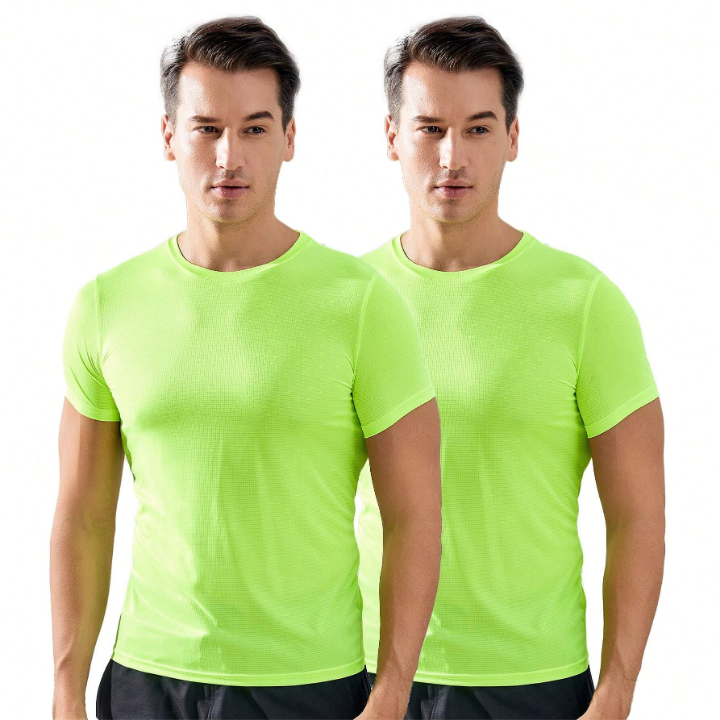 2pcs/Set Men's Sports Loose Fit Training Gym Football Basketball Running T-Shirt
