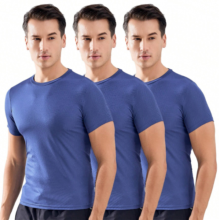 3pcs/Set Loose Fit Men's Sports Top For Gym, Football, Basketball, Training And Running Including Short Sleeve T-Shirt