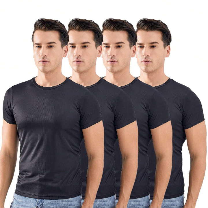 4pcs/Set Comfortable Men's Loose Short Sleeve T-Shirt For Workout, Football, Basketball, Running