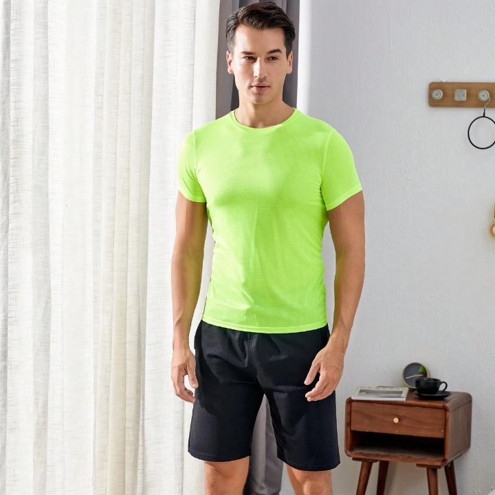 2pcs/Set Men's Sports Loose Fit Training Gym Football Basketball Running T-Shirt