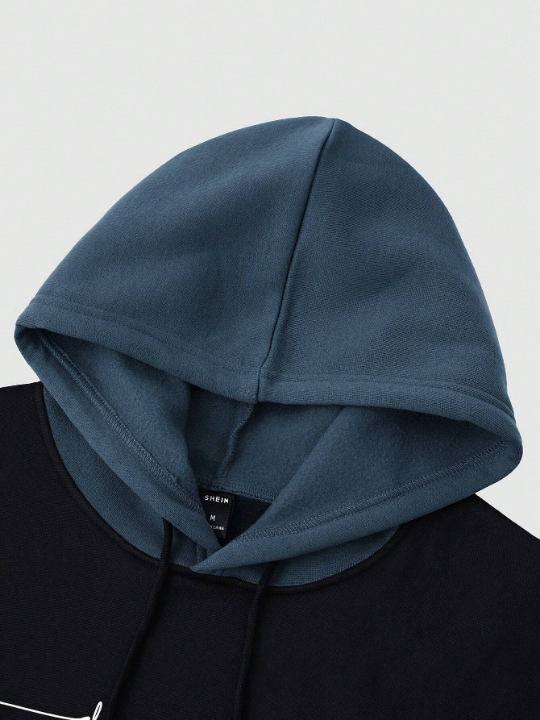 Manfinity Homme Men's Patchwork Casual Drawstring Hoodie
