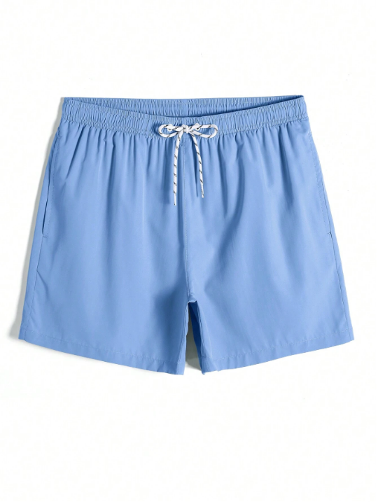Manfinity Swimmode Men's Drawstring Waist Beach Shorts With Pocket