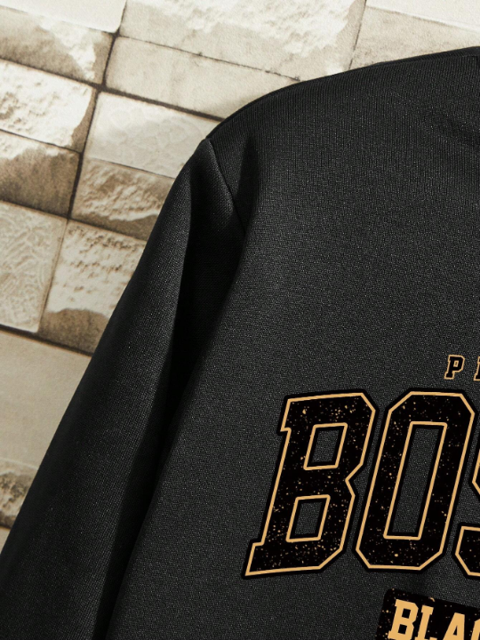 Men's Boston Printed Round Neck Sweatshirt