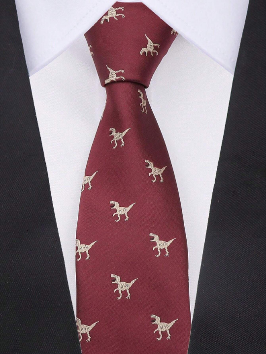 1pc Men's Business & Fashionable Animal Pattern Necktie, 6 Cm, Polyester
