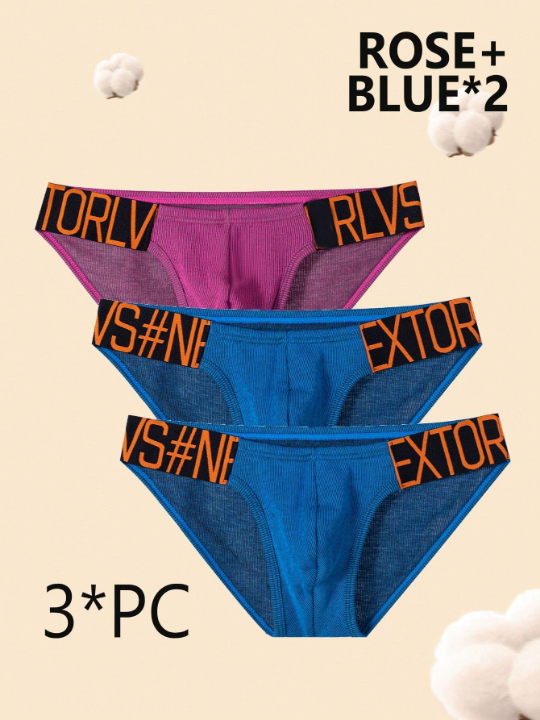 Men's 3pcs Sexy High Split Sport Hip Up Enhancing Breathable Triangle Underwear